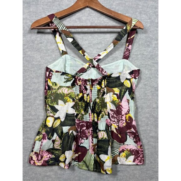 Cabi Women's Floral Print Sleeveless Tank Top Size 10 Cotton Silk Tropical‎ - Picture 5 of 6